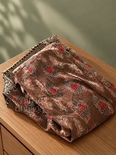 Handcrafted Pure Cotton Flared Skirt in Earthy Light Brown
